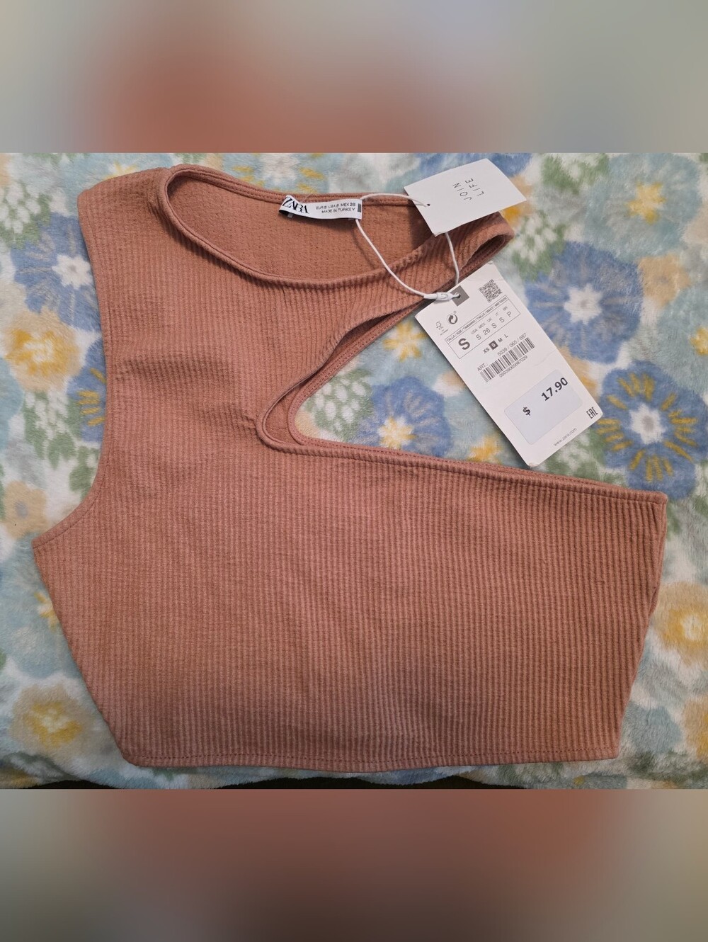 NWT Zara Ribbed Asymmetric Cutout Crop Top - Dusty Rose - Sold Out Everywhere!